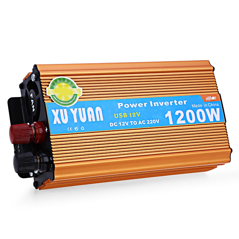 1200W DC 12V to AC 220V Car Power Inverter with USB Charging Port