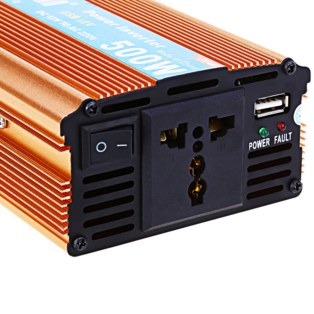 500W DC 12V to AC 220V Vehicle Power Inverter with USB Charging Port