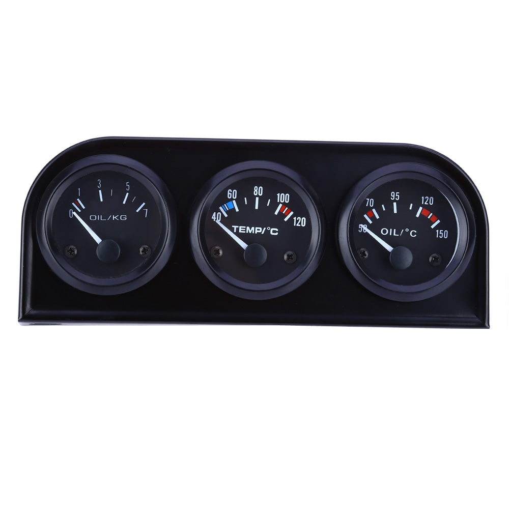 B735 52MM 3 in1 Car Accuracy Meter Auto Gauge Water Temperature Oil Pressure Sensor Triple Kit