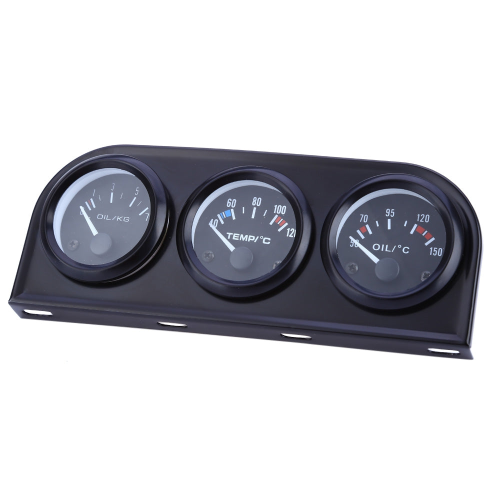 B735 52MM 3 in1 Car Accuracy Meter Auto Gauge Water Temperature Oil Pressure Sensor Triple Kit