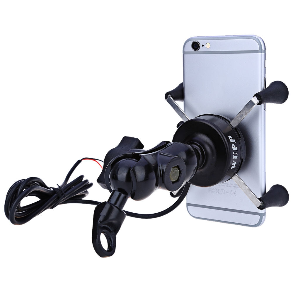 CS - 416 X Type Motorcycle Phone Holder USB Socket Power Outlet Charger