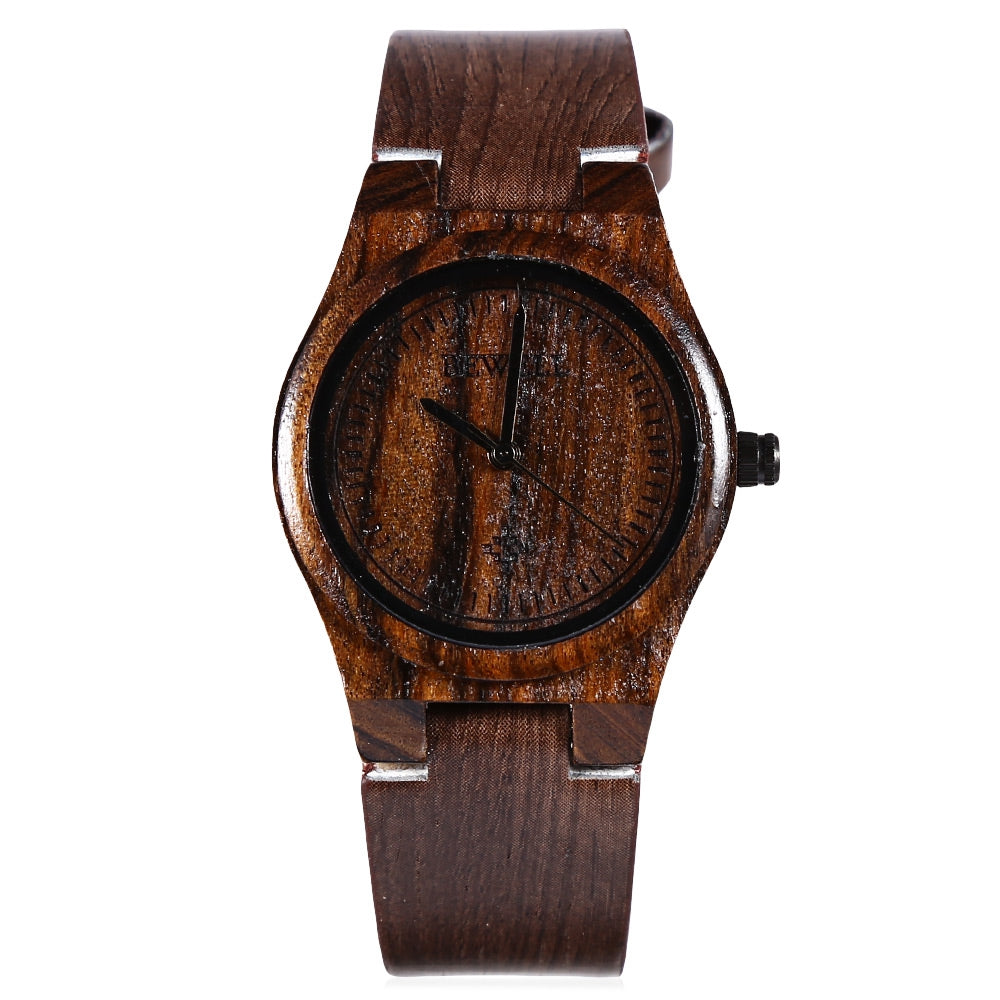 BEWELL ZS - W105CL Female Quartz Watch Leather Strap Wooden Wristwatch