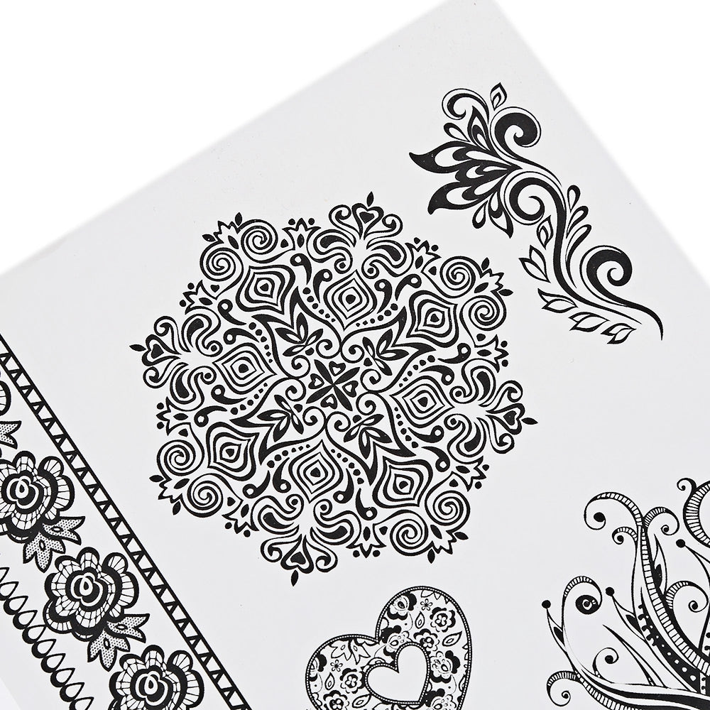 Black Tattoo Sticker Temporary Flower Lace Metal Pattern Inspired Body Art