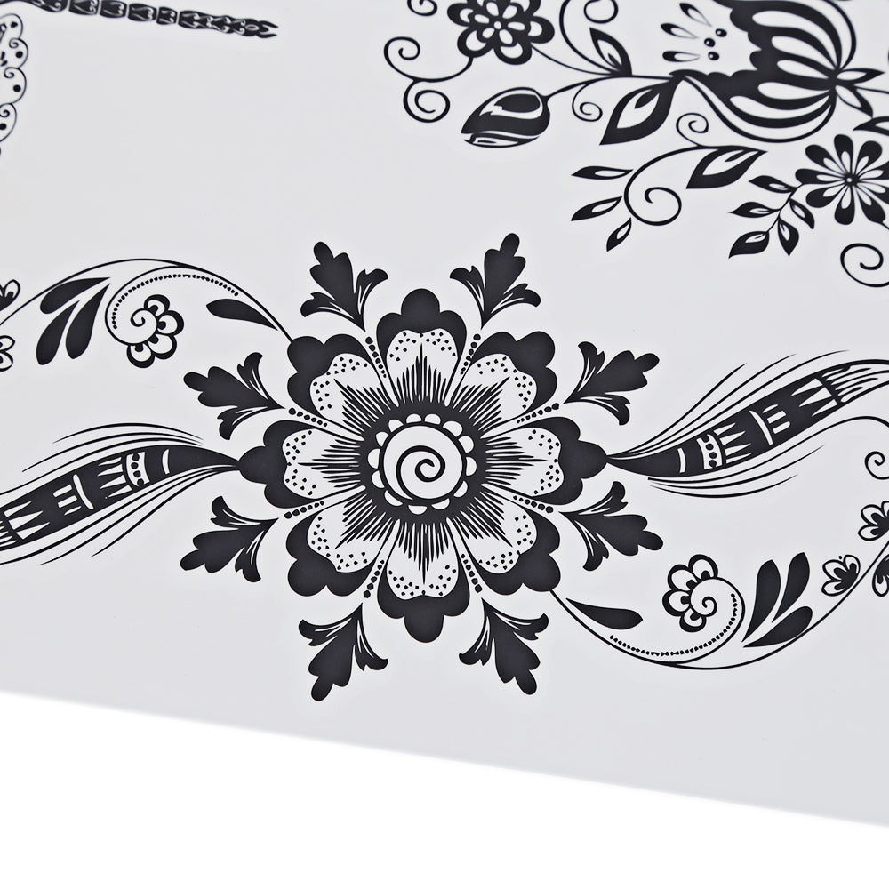 Black Tattoo Sticker Temporary Flower Lace Metal Pattern Inspired Body Art