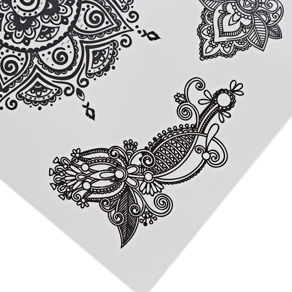 Black Tattoo Sticker Temporary Flower Lace Metal Pattern Inspired Body Art