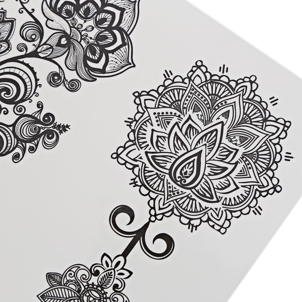 Black Tattoo Sticker Temporary Flower Lace Metal Pattern Inspired Body Art