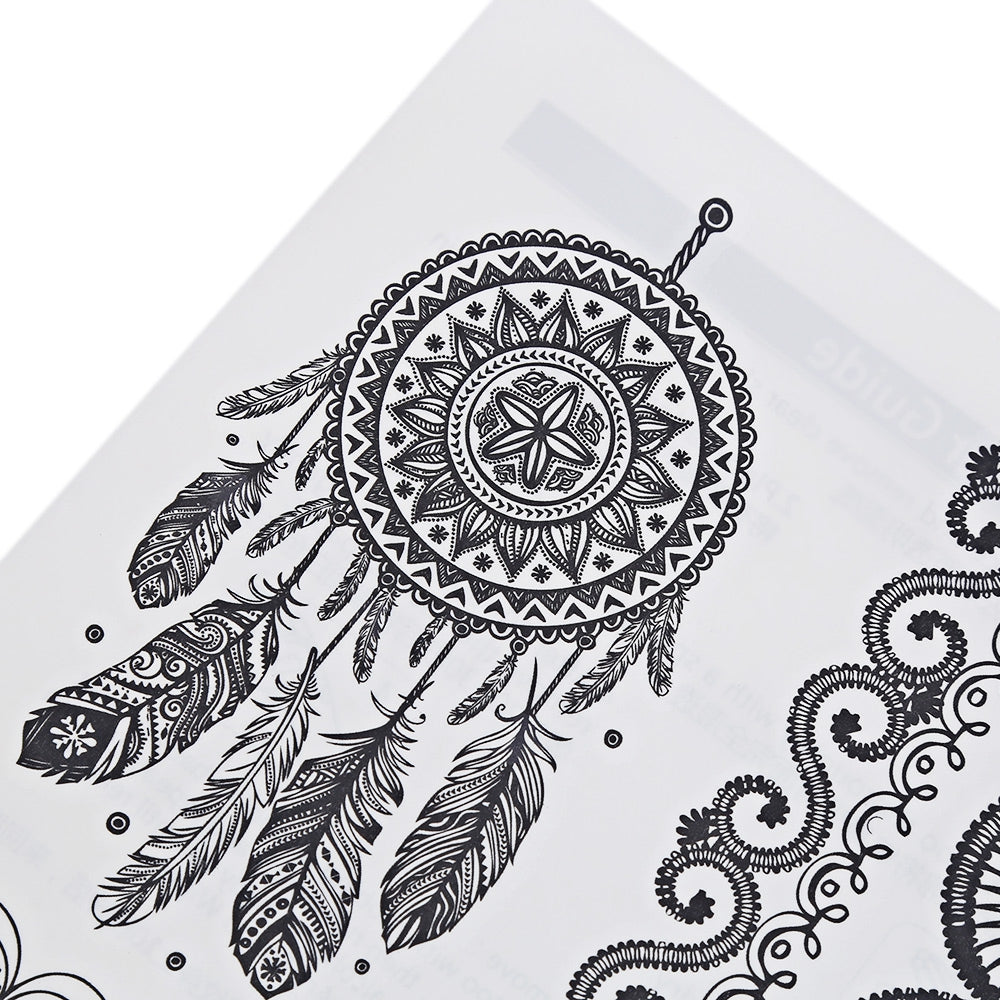 Black Tattoo Sticker Temporary Flower Lace Metal Pattern Inspired Body Art