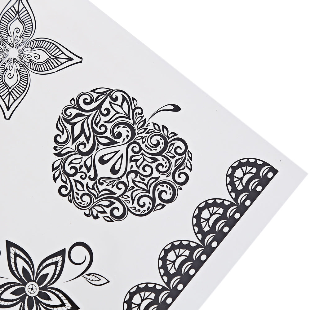 Black Tattoo Sticker Temporary Flower Lace Metal Pattern Inspired Body Art
