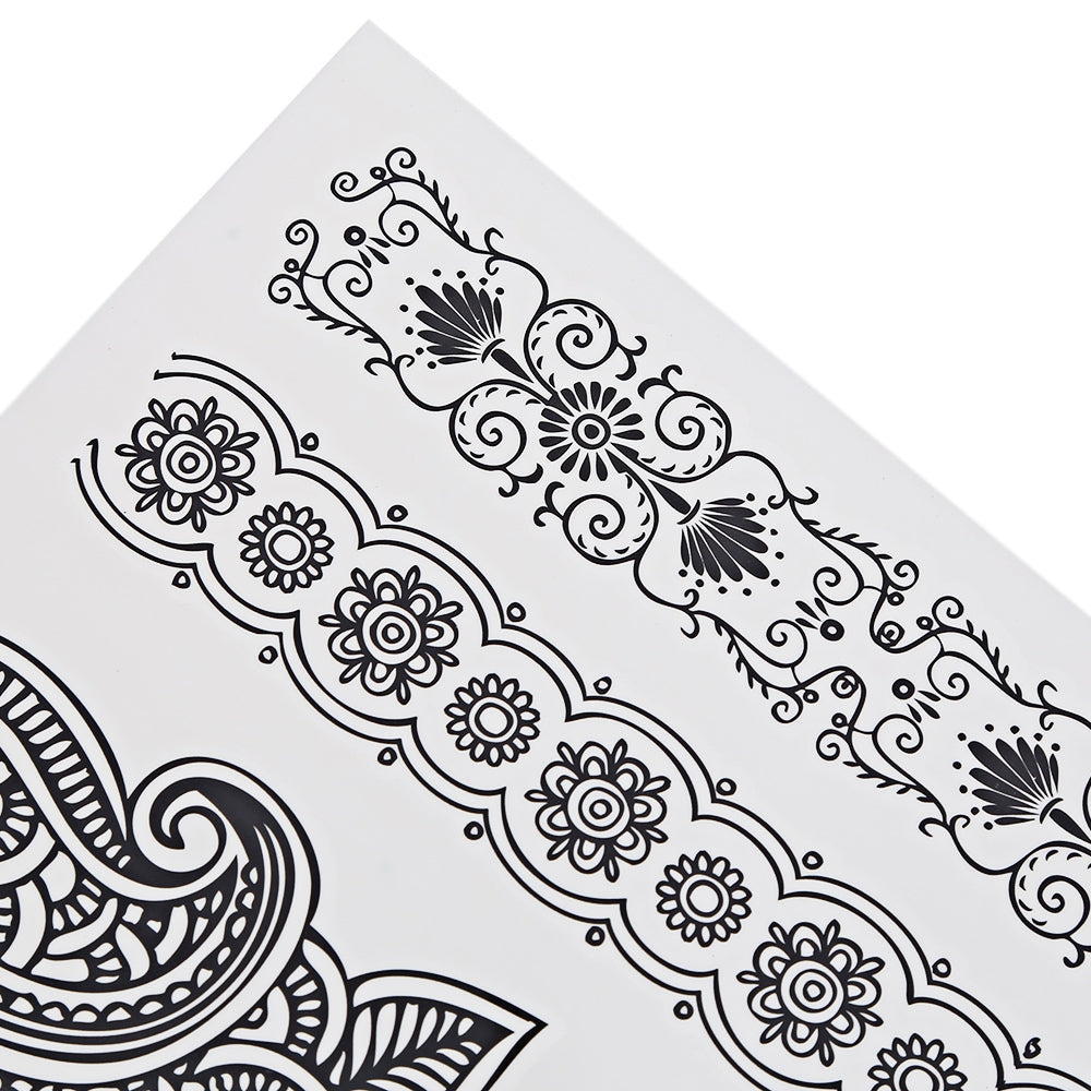 Black Tattoo Sticker Temporary Flower Lace Metal Pattern Inspired Body Art