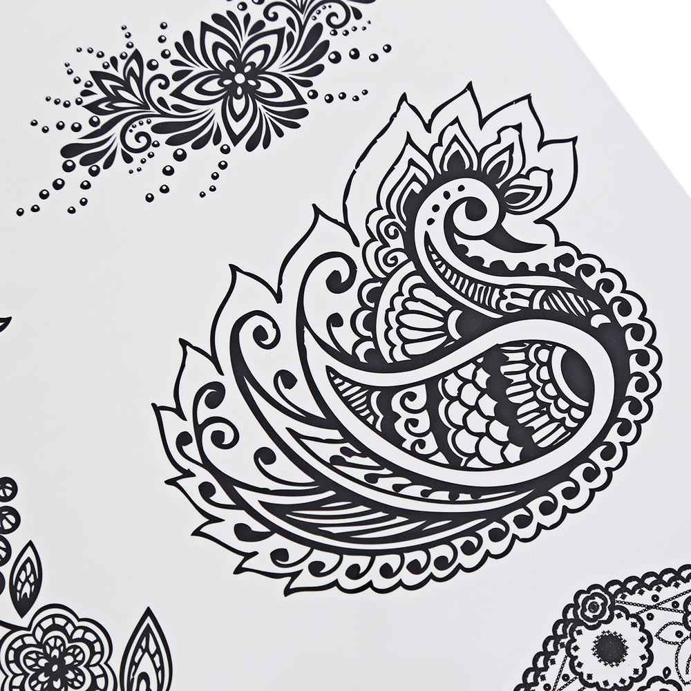 Black Tattoo Sticker Temporary Flower Lace Metal Pattern Inspired Body Art