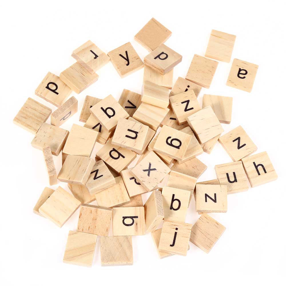 100pcs Wooden Scrabble Tiles Lowercase Letters Board Alphabet Toy