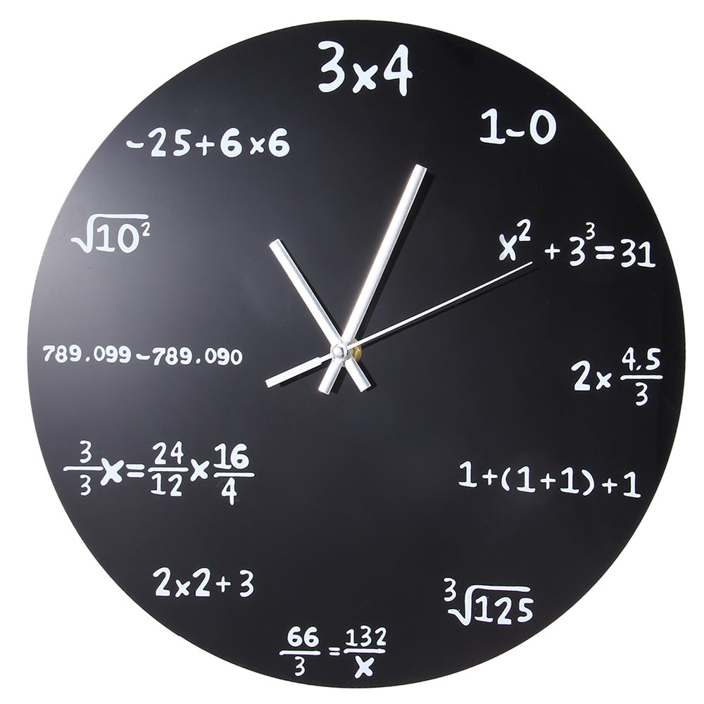 Creative Mathematics Blackboard Clock Black Powder Coated Metal