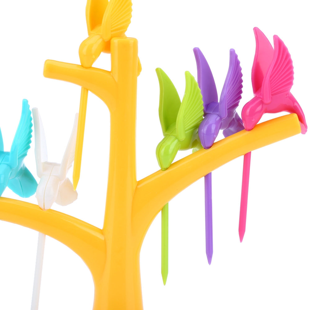 6PCS Hummingbird Fruit Forks for Cake Salad