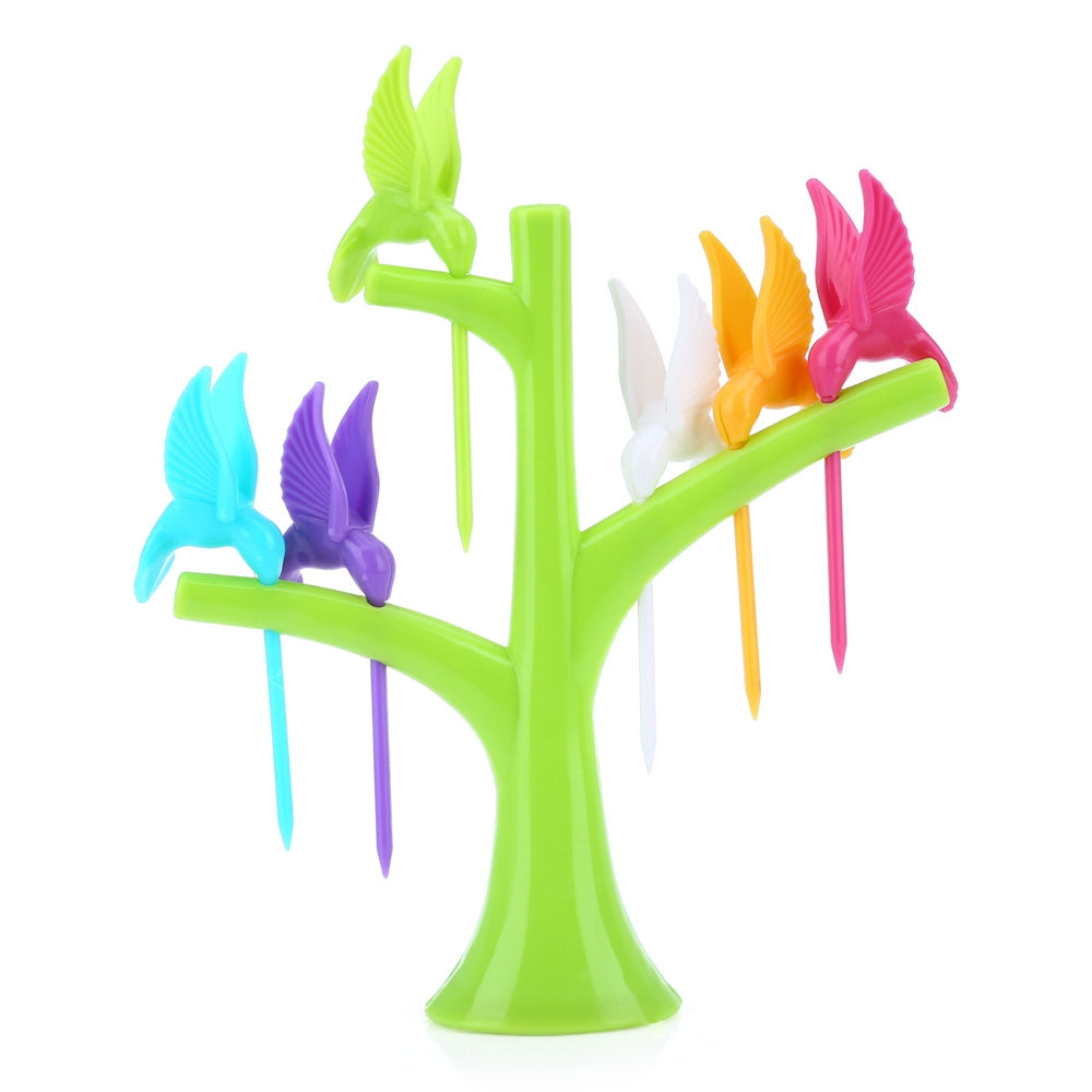 6PCS Hummingbird Fruit Forks for Cake Salad