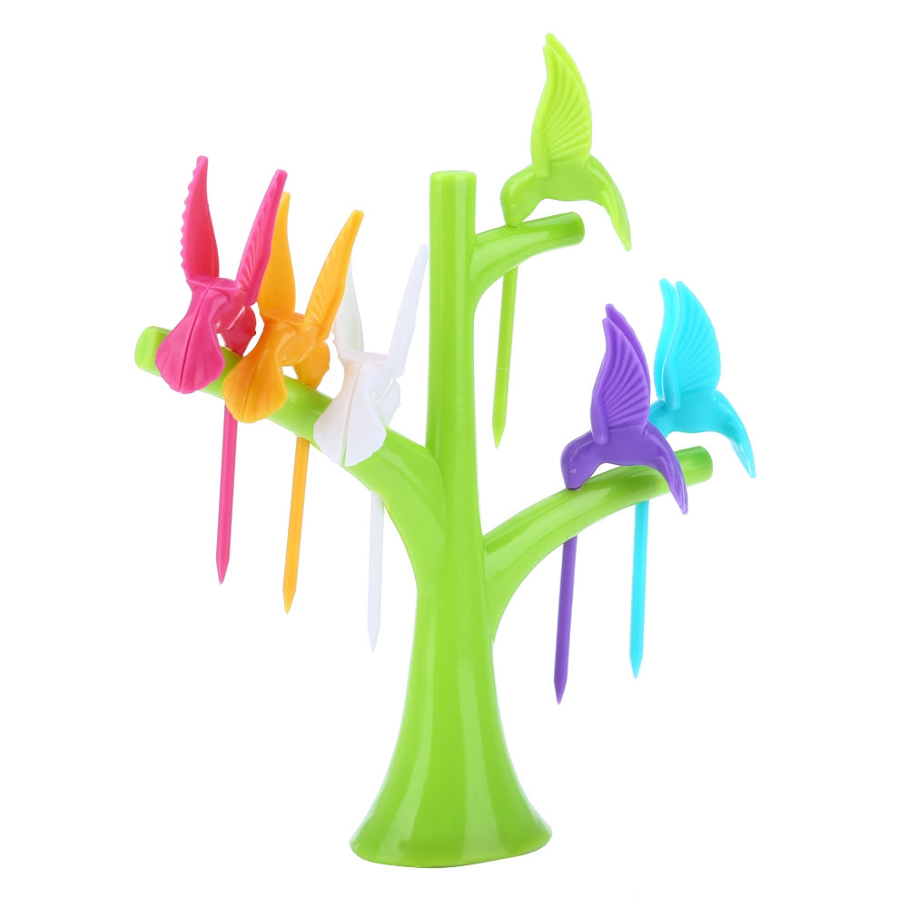 6PCS Hummingbird Fruit Forks for Cake Salad