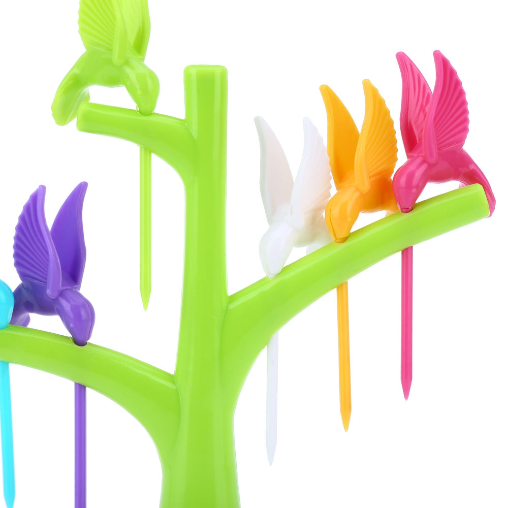 6PCS Hummingbird Fruit Forks for Cake Salad