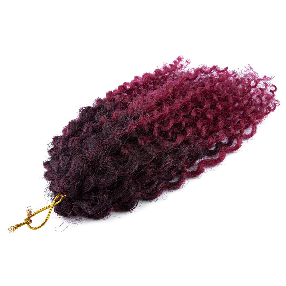 3pcs Hair Extension Heat Resistant Wig Curly African Afro Style Wine Red