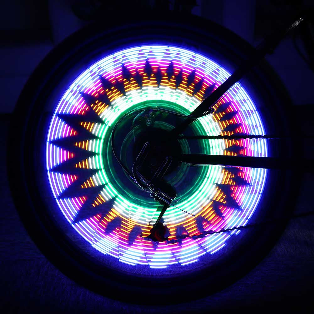 Bicycle Cycling Bike Colorful 16 LEDs 42 Patterns Water Resistant Spoke Wheel Light