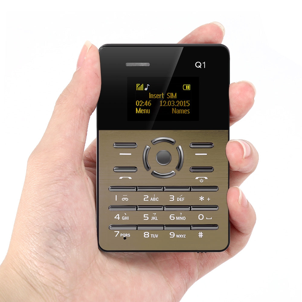 AIEK Q1 1.0 inch Ultra-thin Card Phone FM Audio Player Sound Recorder Calendar Calculator