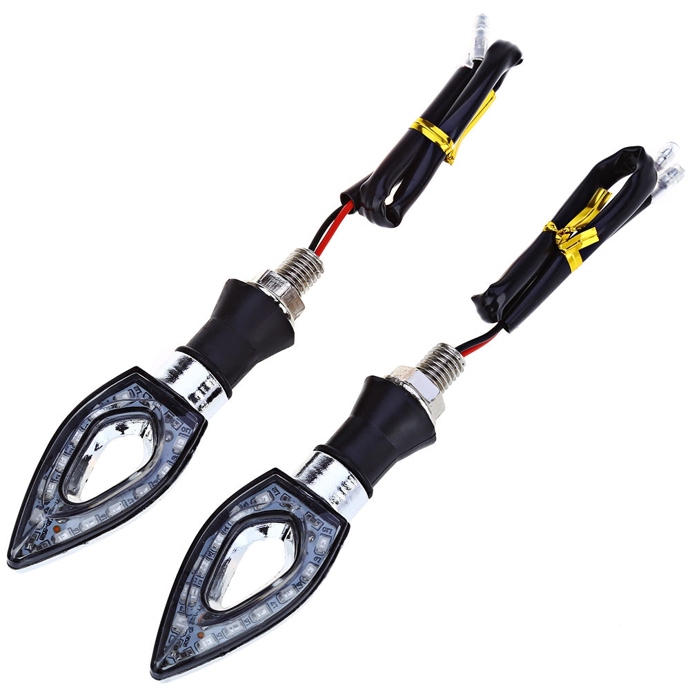 2pcs Universal Motorcycle Motorbike Turn Signal 12-LED Light Bendable Handle Rhombus Indicator Lamp