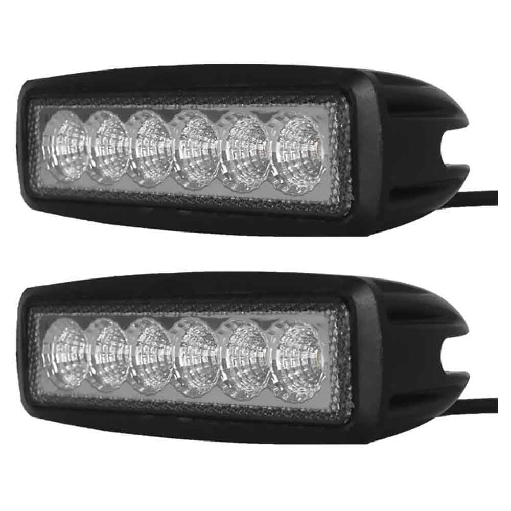 2pcs DY1918 18W 10 - 30V Car Floodlight Headlamp 6-LED 1800LM 6000K White Light