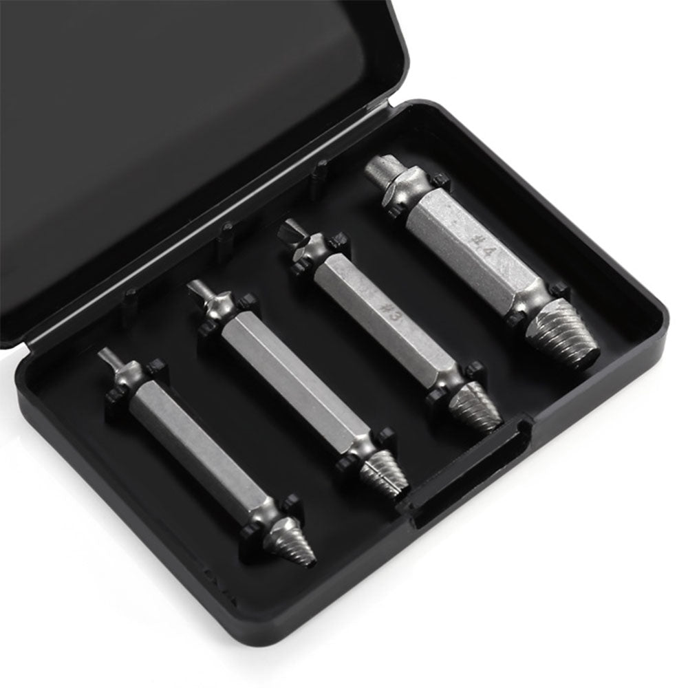 4PCS Double Side Damaged Screw Extractor S2 Alloy Steel Out Remover Bolt Stud Tool