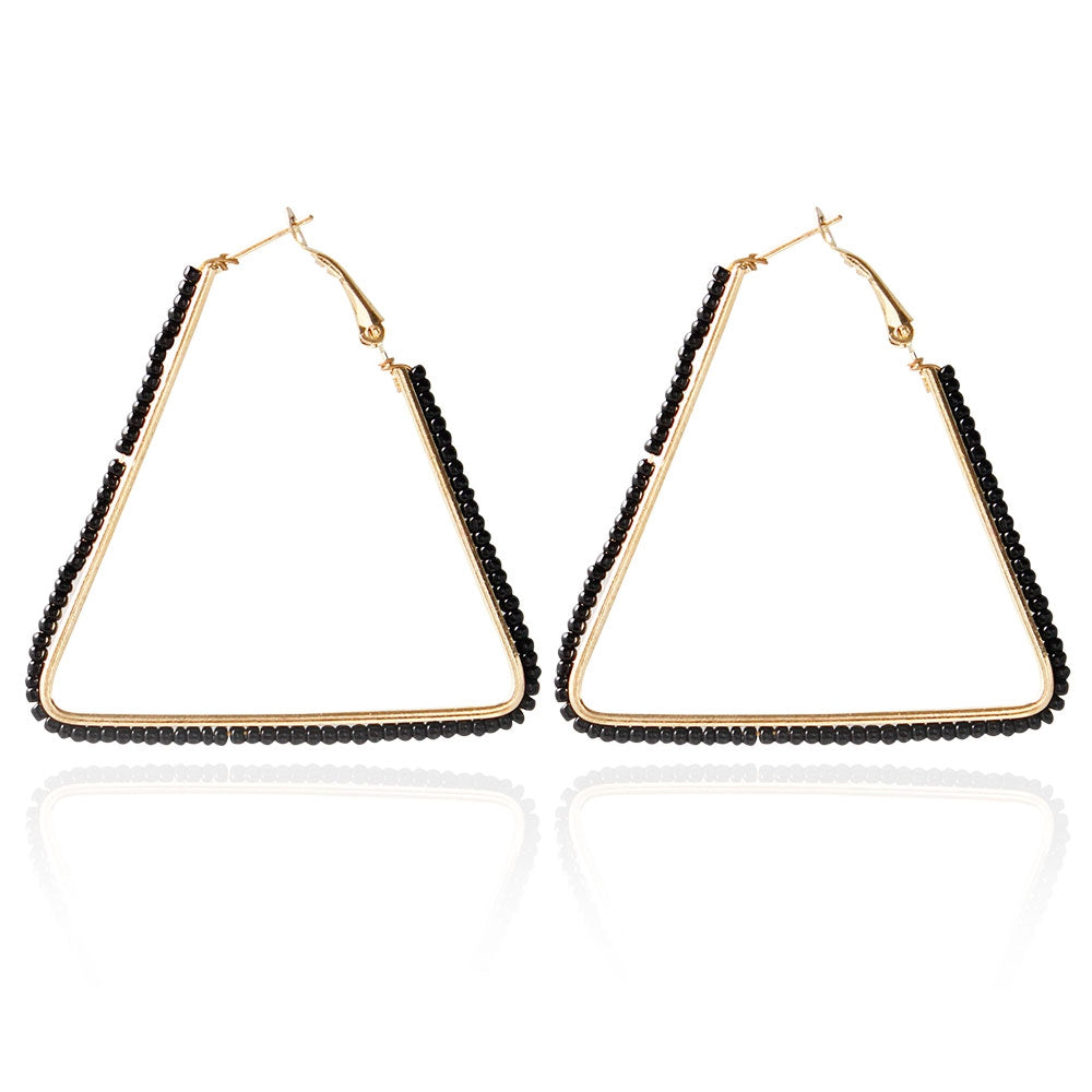 Bohemia Triangle Bead Hollow Hoop Earrings for Women