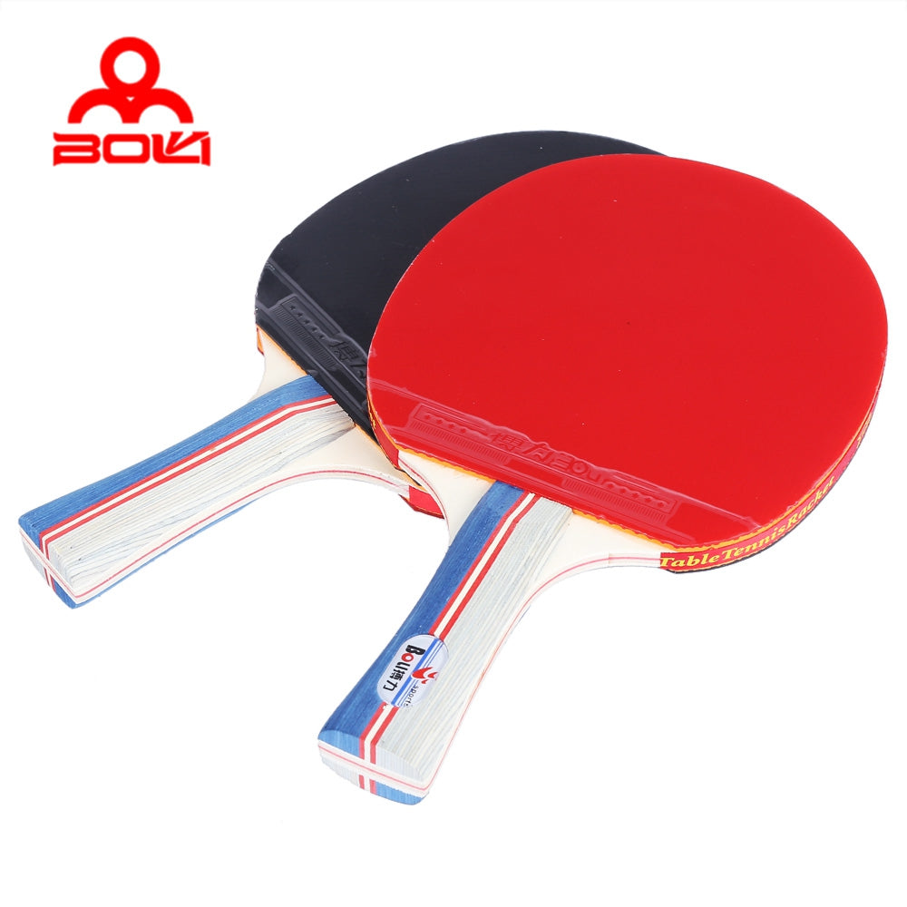 BOLI Table Tennis Ping Pong Racket Set Two Pimples-in Rubber Bats Three Balls