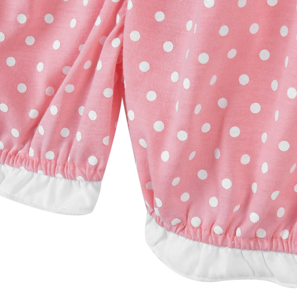 2pcs Cute Babies Cotton Round Neck Tops Polka Dot Shorts