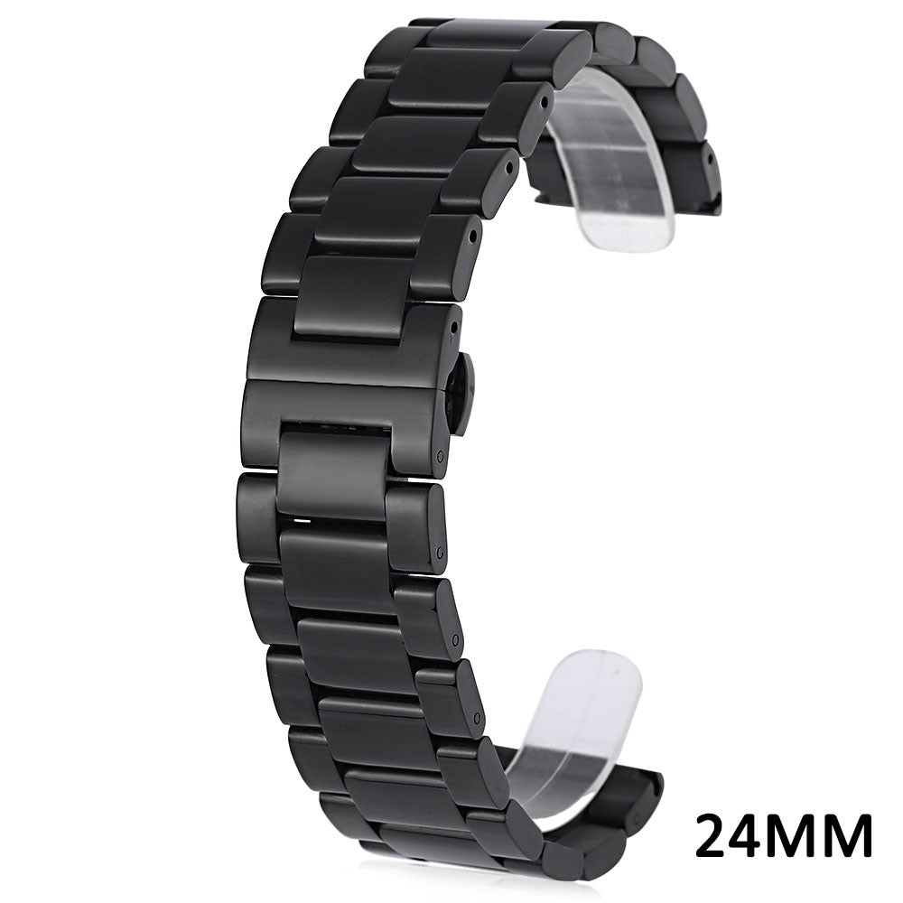 24MM Stainless Steel Glazed Watch Strap Butterfly Clasp Band