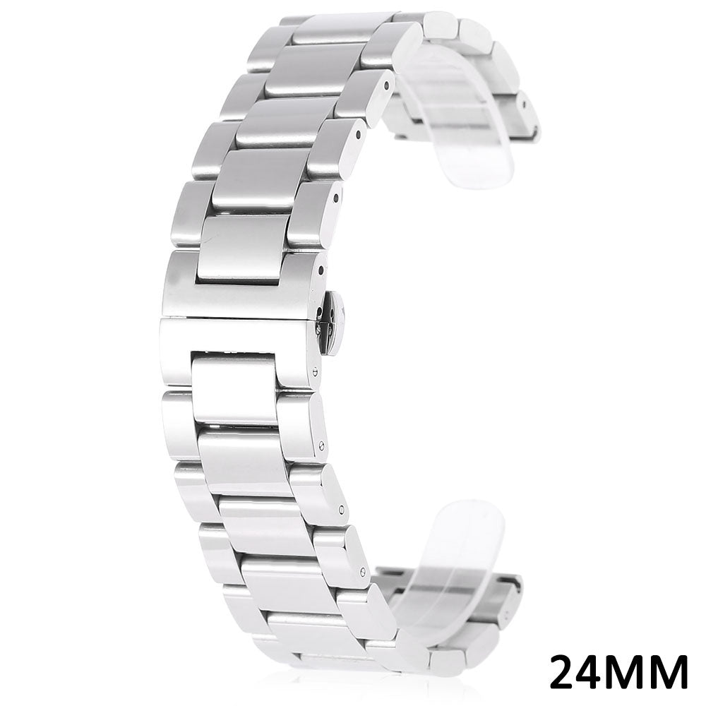 24MM Stainless Steel Glazed Watch Strap Butterfly Clasp Band