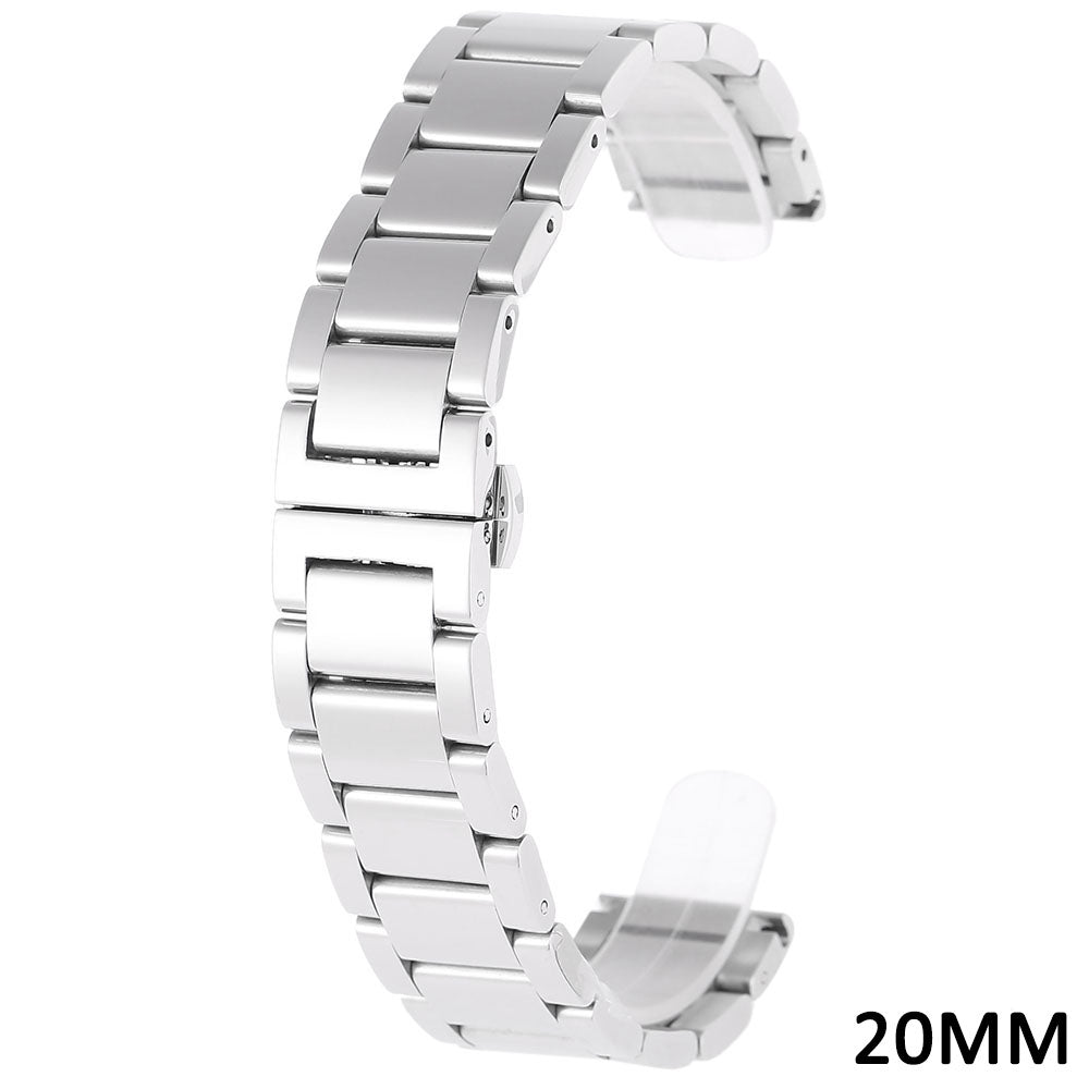 24MM Stainless Steel Glazed Watch Strap Butterfly Clasp Band