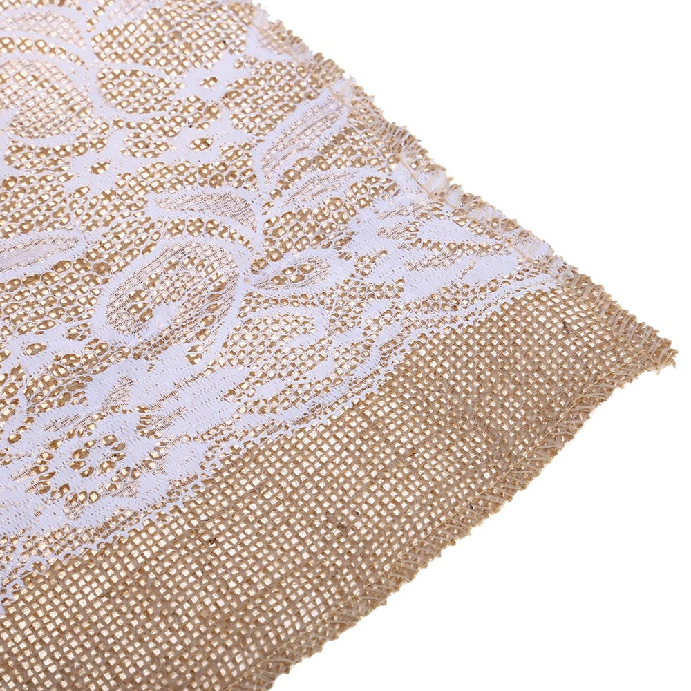 Burlap Lace Table Runner Natural Jute Wedding Festival Decoration Crafts