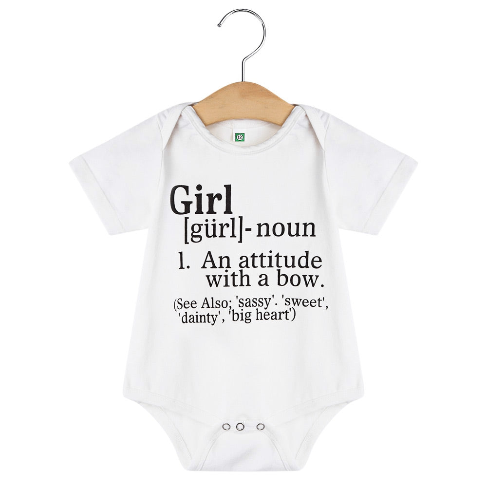 Cute Letter Printed Round Neck Short Sleeve Babies Rompers