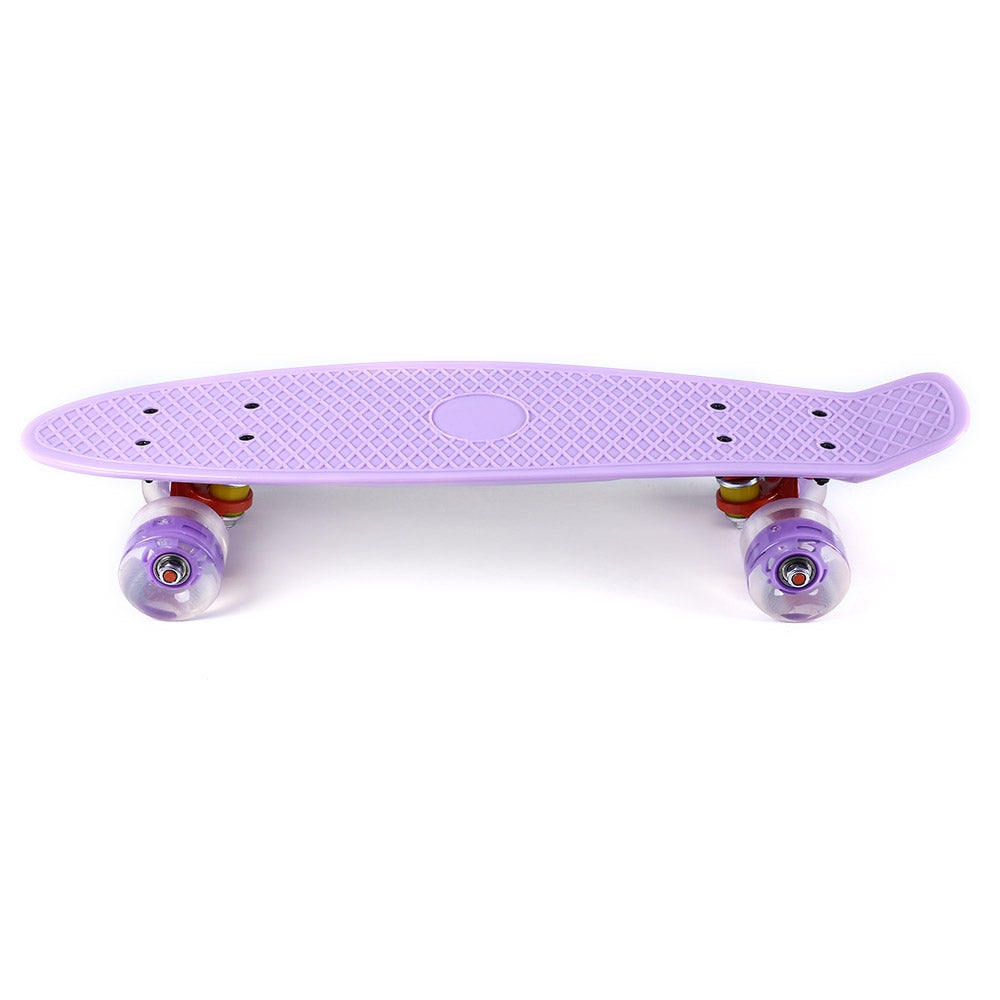22 Inches Mini Cruiser Banana Style Longboard Pastel Color Board with LED Flashing Wheels