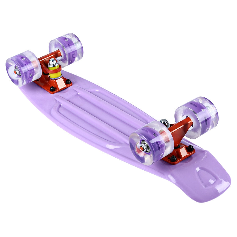 22 Inches Mini Cruiser Banana Style Longboard Pastel Color Board with LED Flashing Wheels