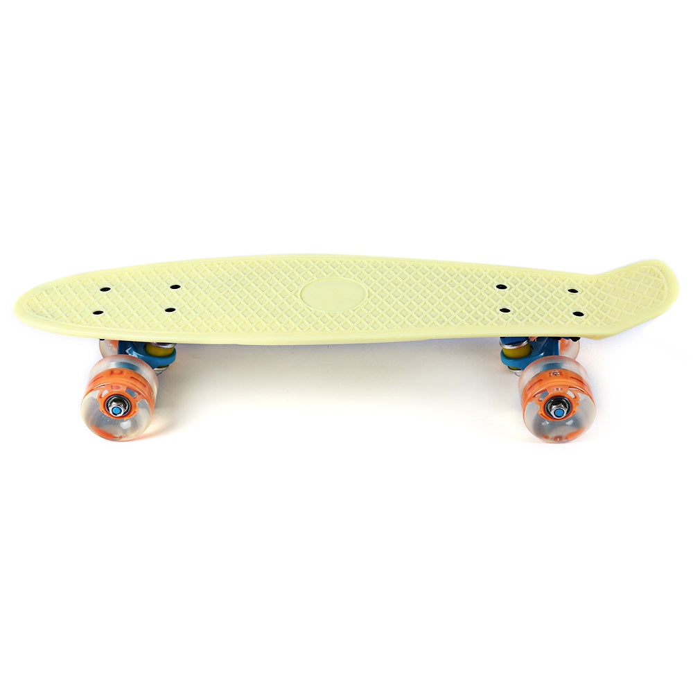 22 Inches Mini Cruiser Banana Style Longboard Pastel Color Board with LED Flashing Wheels