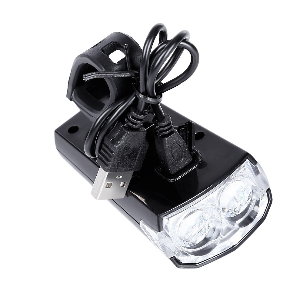 Bike Bicycle Cycling 2 LEDs Safety USB Rechargeable Water Resistant Bright Front Head Light