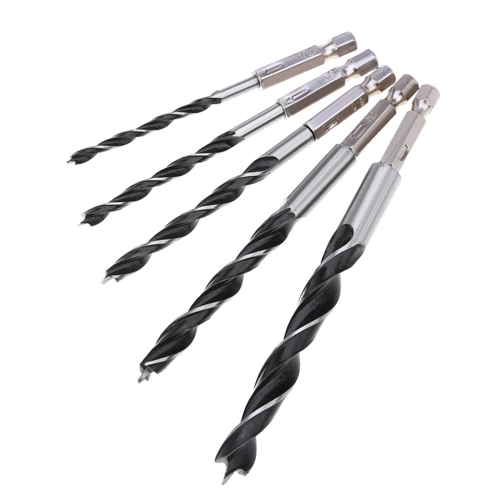 5pcs Wood Drill Bit Set Quick Change Metal Tools 4mm 5mm 6mm 8mm 10mm