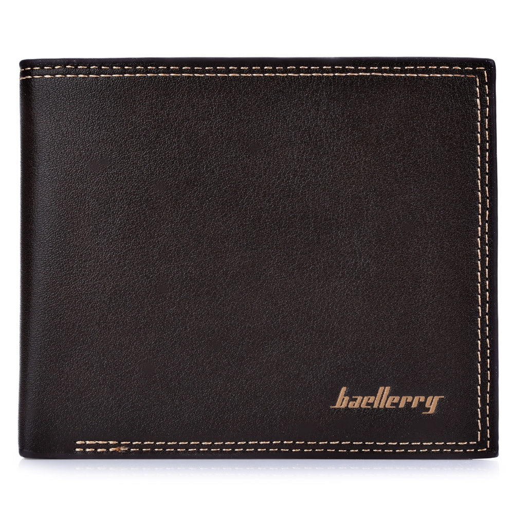 Baellerry Soft Letter Double Threads Solid Color Open Money Photo Card Wallet for Men