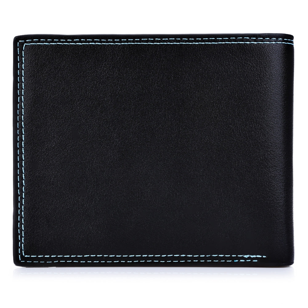Baellerry Soft Letter Double Threads Solid Color Open Money Photo Card Wallet for Men
