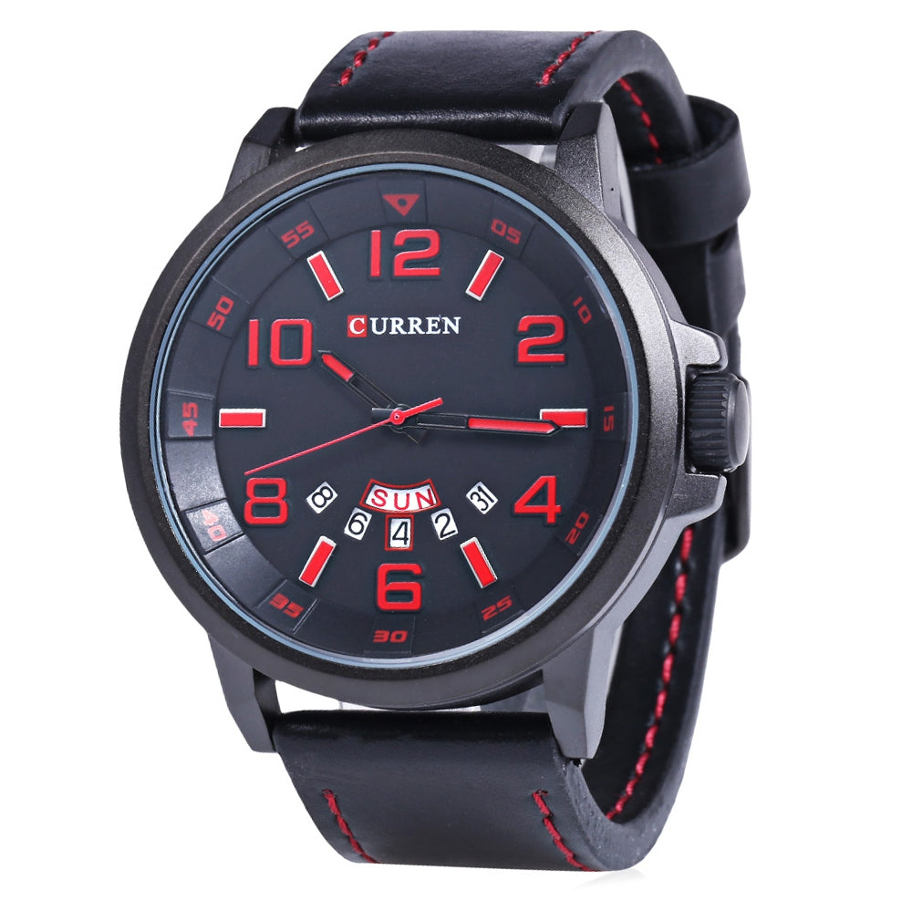 CURREN 8240 Fashion Water Resistant Male Quartz Watch with Leather Strap