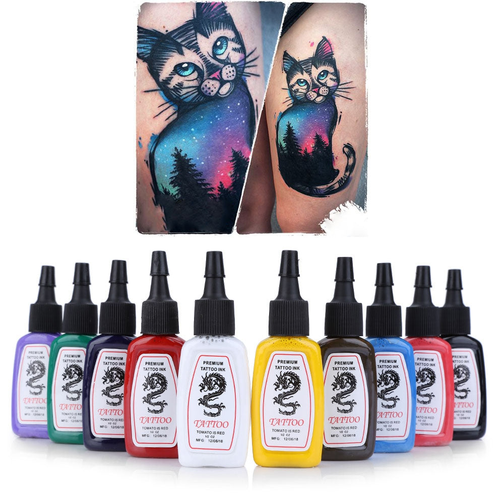10pcs / Set Colors Bright Lasting Complete Tattoo Ink Pigment