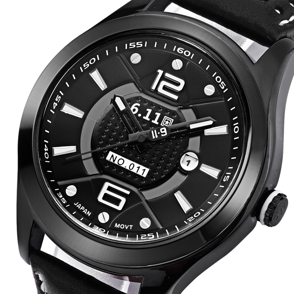 6.11 NO - 011 Male Photovoltaic Energy Quartz Watch Mineral Reinforced Glass Calendar Wristwatch