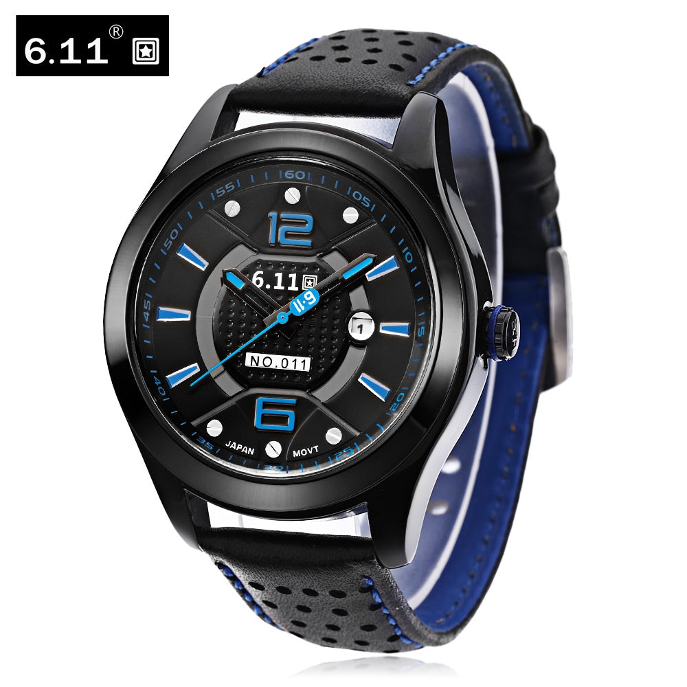 6.11 NO - 011 Male Photovoltaic Energy Quartz Watch Mineral Reinforced Glass Calendar Wristwatch