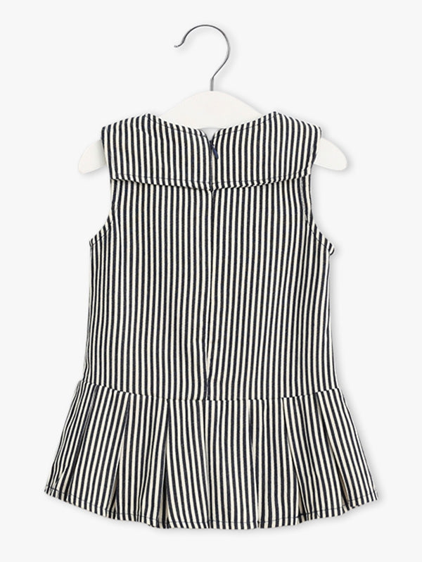 Cute Striped Bowknot Embellished Pleated Dress