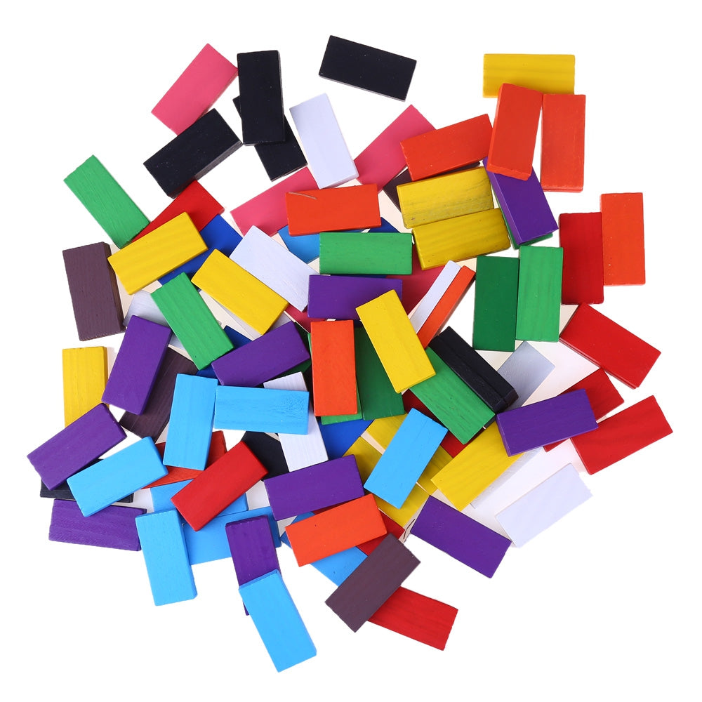 100pcs Kids Bright Colored Wooden Tumbling Domino Educational Toy