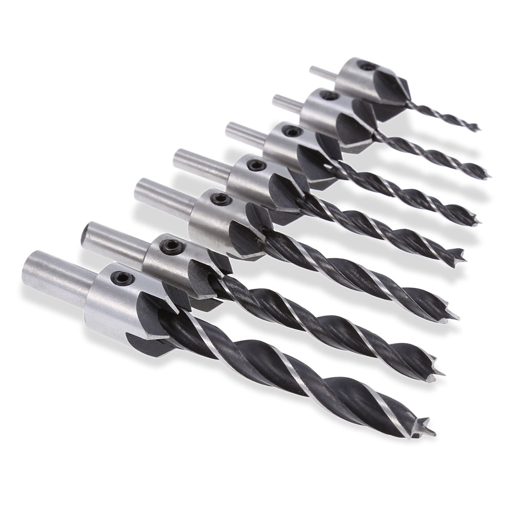 7pcs 3 - 10mm 5 Flute Countersink Drill Bit HSS Reamer Woodworking Chamfer With Hex Wrench