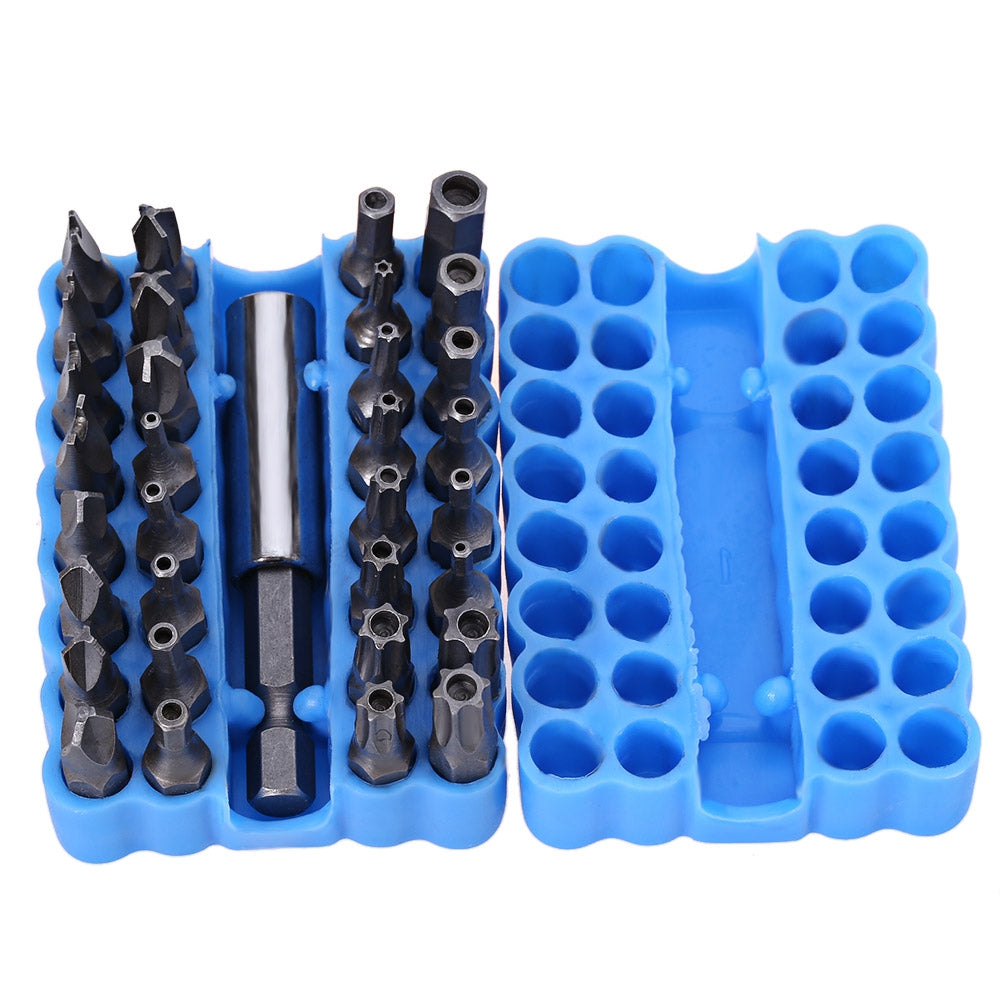 33pcs CRV Hollow Bit Air Screw Driver Extension Rod with Soft Silicone box