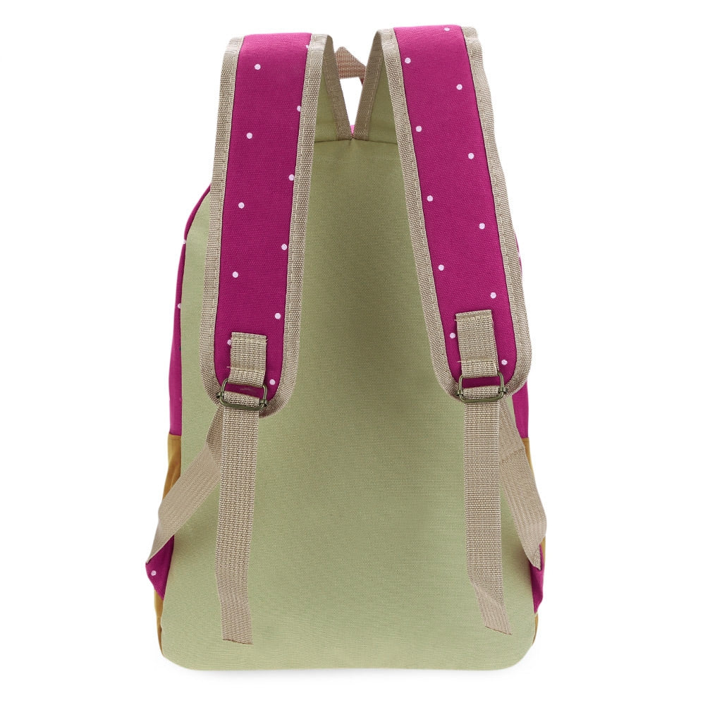 Dot Patchwork Canvas Slide Buckle Women Travel Portable Backpack